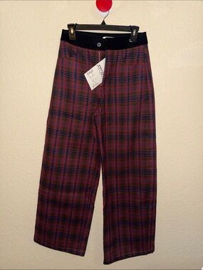 Acsense Studio Plaid Wide Leg Pants Size Small NWT